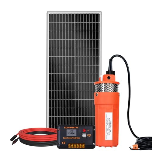 DCHOUSE Solar Tiefbrunnenpumpe 96W mit 120W Solarpanel und 20A Laderegler für Brunnen Bewässerung